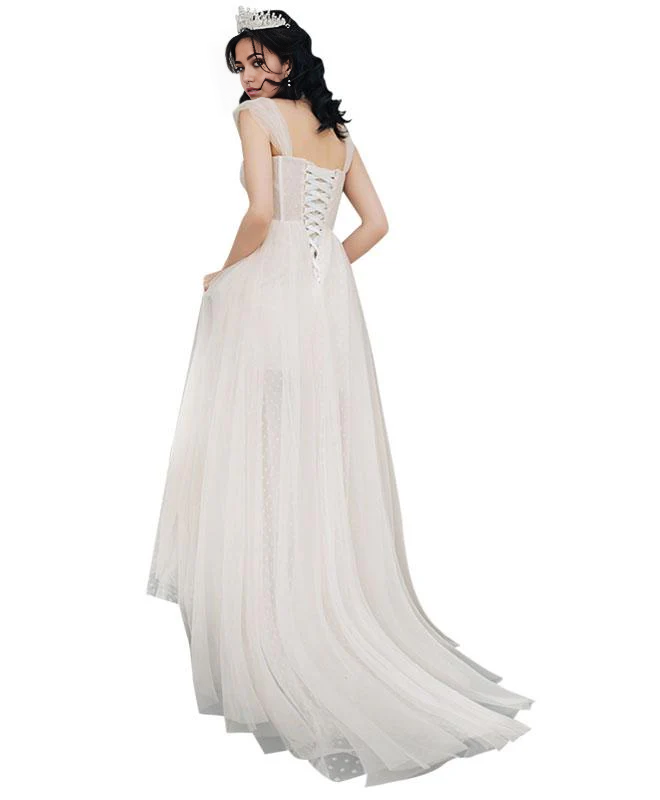 Vestidos de novia largos color marfil con escote en forma de corazón y encaje sexy